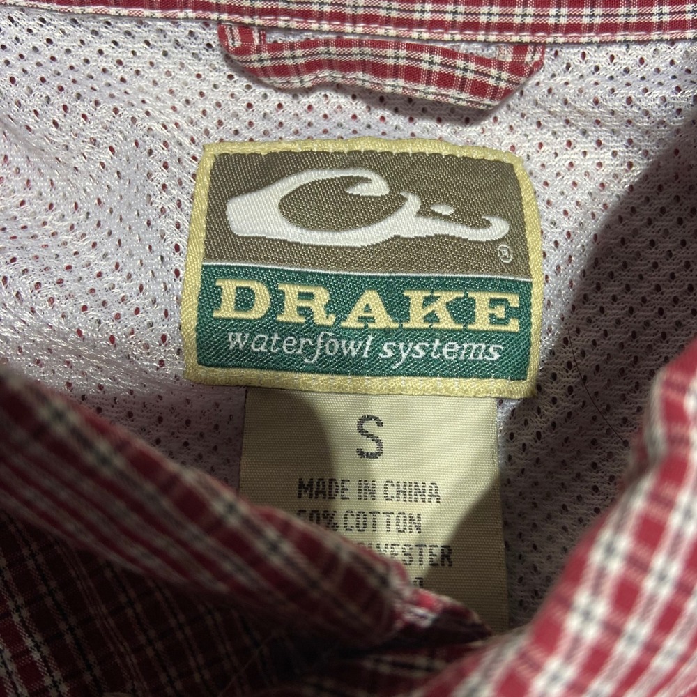 Drake Waterfowl Systems Mens Small Red Plaid Vented Fishing Shirt Long Sleeve - Picture 3 of 6